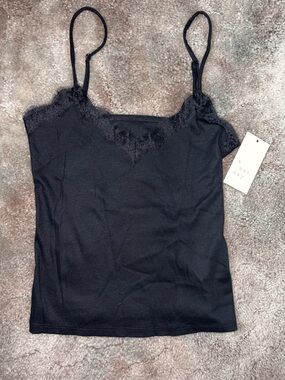 a new day Black Lace-Trim Tank Cami